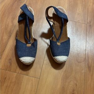 Denim Espadrille Wedge Sandals